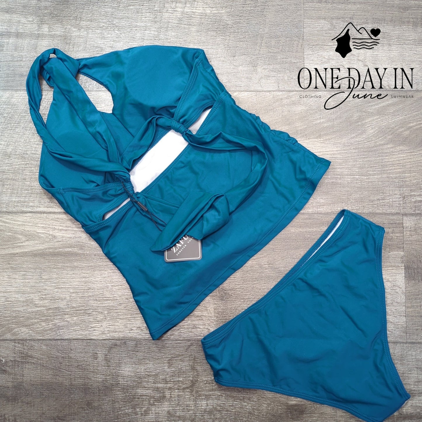 Zaful Tie Back Tannkini Swimsuit Size S