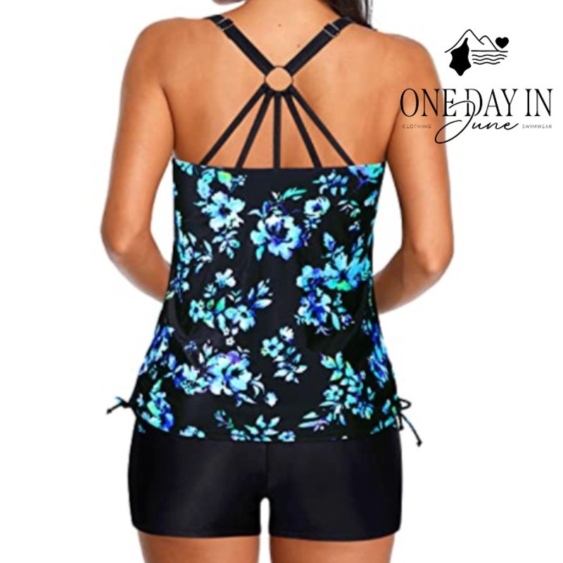 Tempt Me Strappy Back Boy Short Tankini Swimsuit Size L