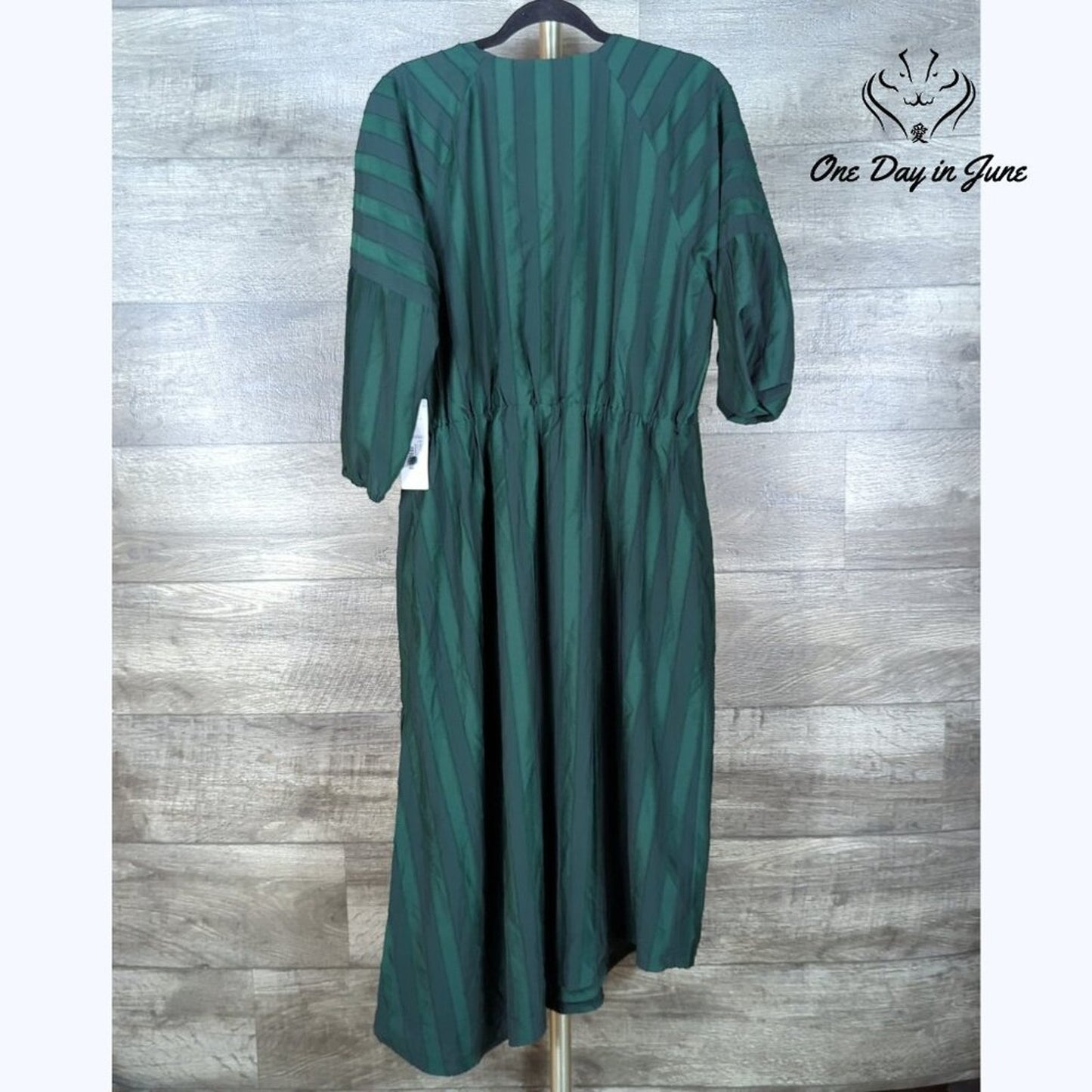 Liz Claiborne Half Sleeve Striped Mysterious Green Dress Size XL