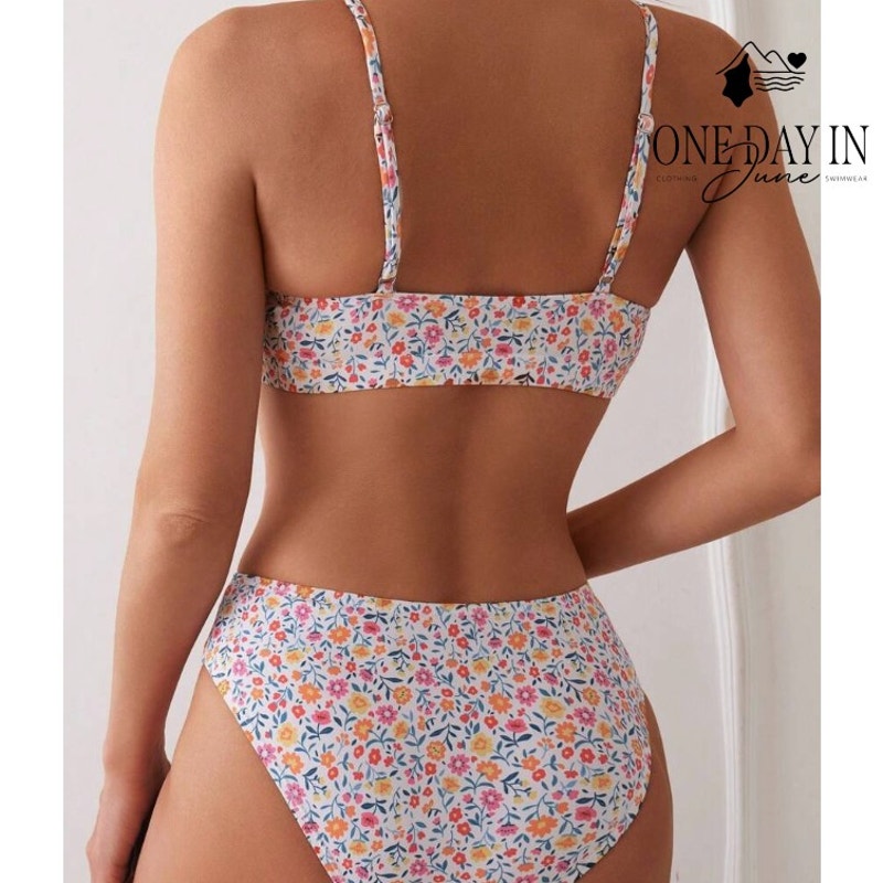 CharmLeaks Floral Crop Bikini Swimsuit Size S