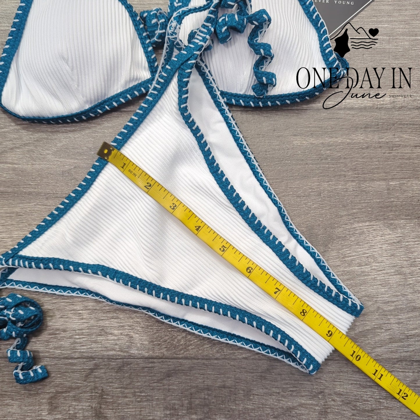 Zaful Textured Triangle Tie Side Bikini Swimsuit Size S
