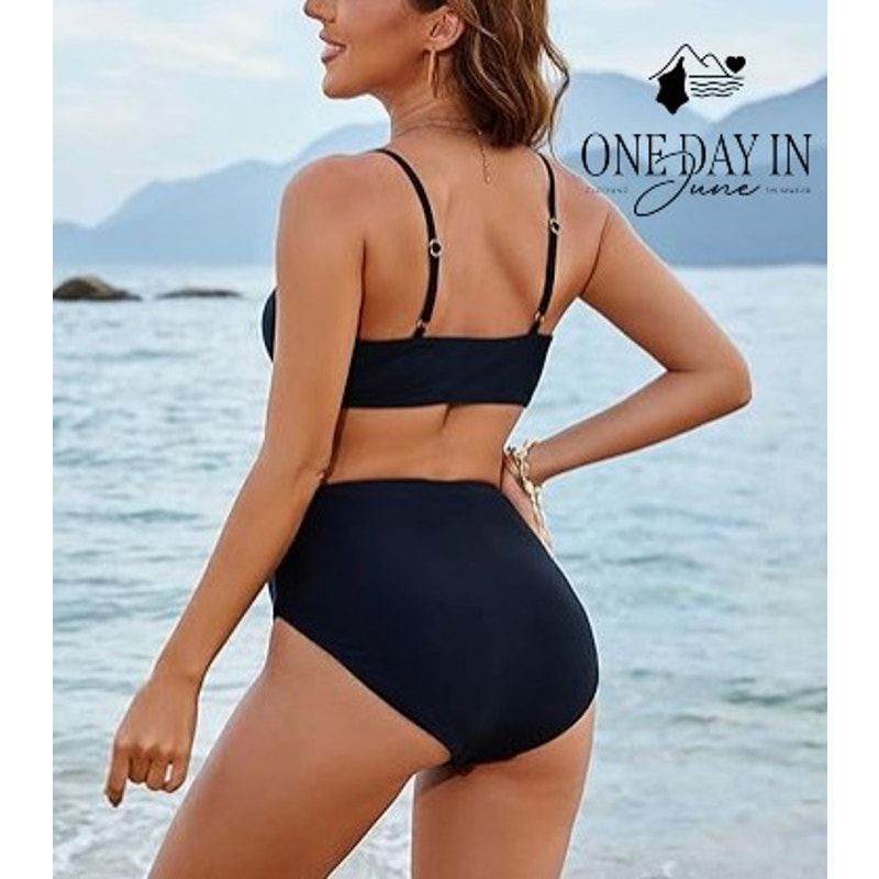 Blooming Jelly Knot Front High Waist Bikini Swimsuit Size M