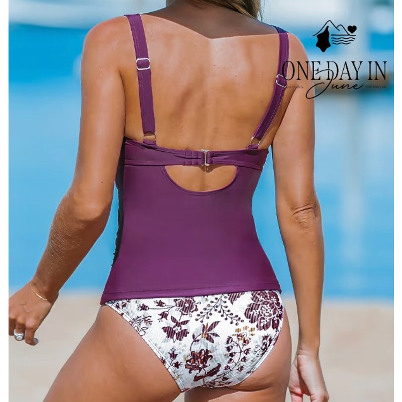 Cupshe Ribbed Bottom Tankini Swimsuit Size M