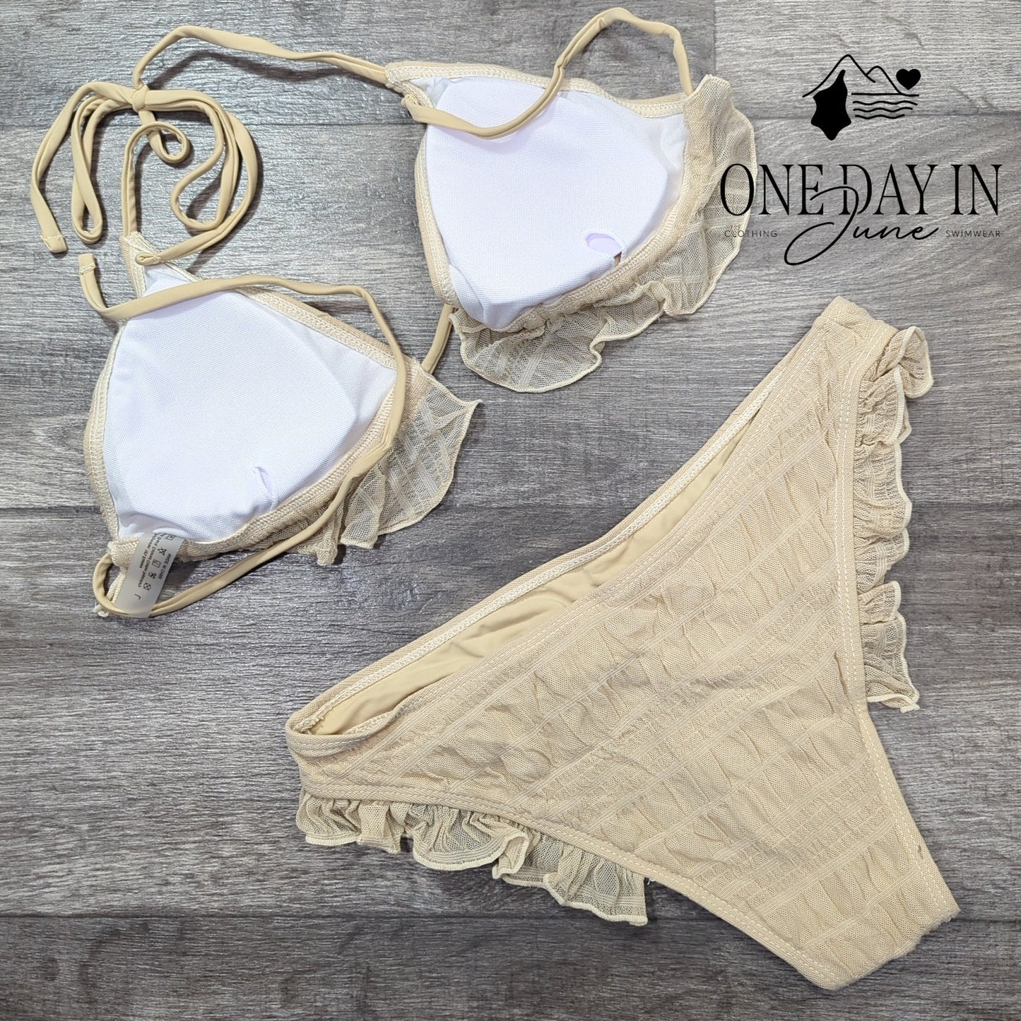 Beaudrm Adjustable Triangle Ruffle Bikini Swimsuit Size L