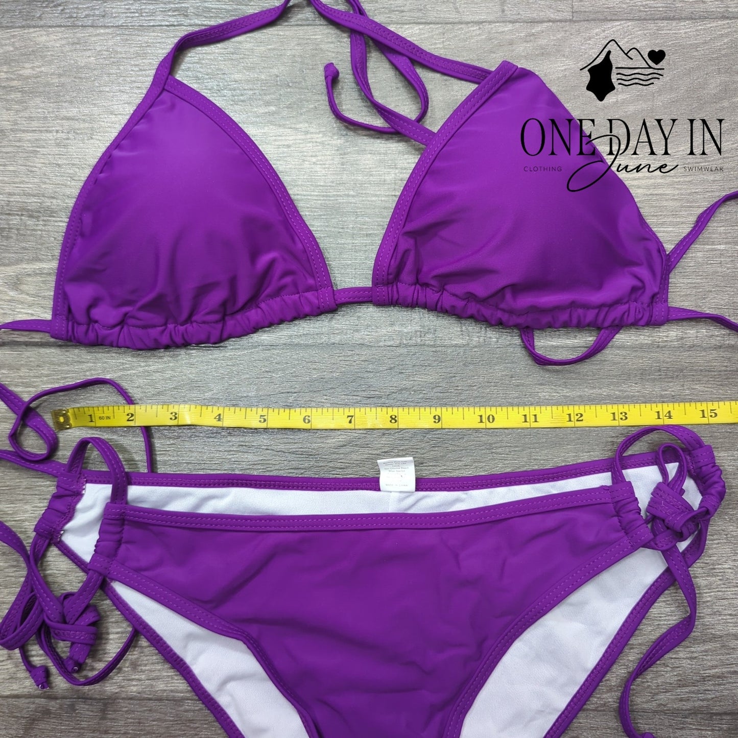 Adisputent Molded Cup Triangle Tie Side Bikini Swimsuit Size M