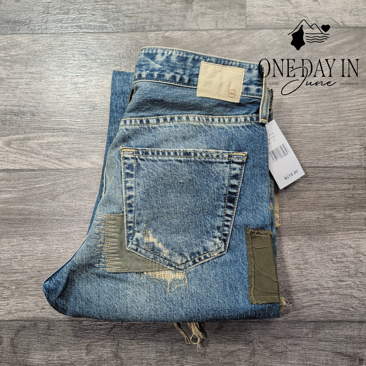 AG Adriano Goldschmied Ex Boyfriend Slim Jeans Distressed Patchwork NWT Size 4