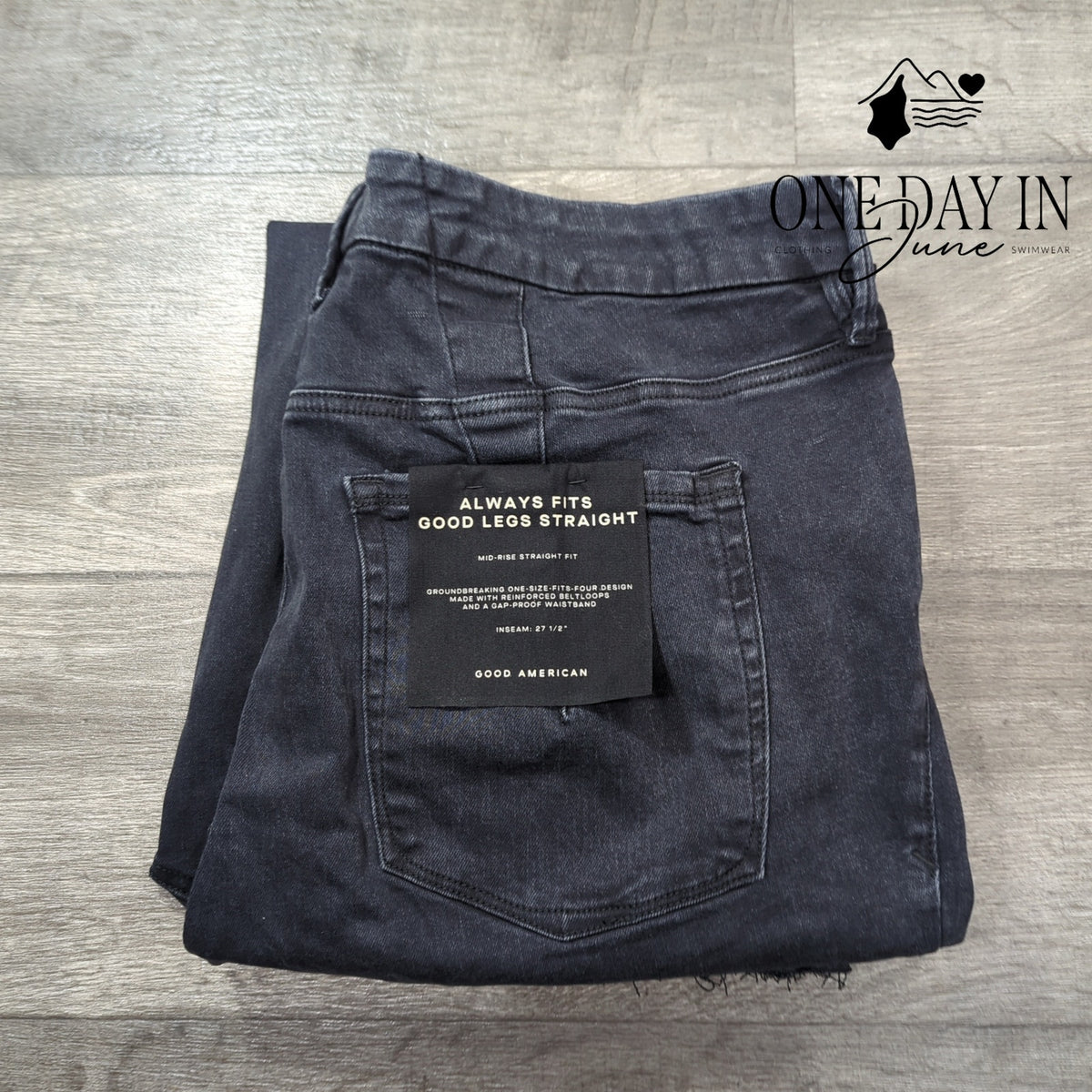Good American Always Fits Good Legs Straight Jeans Black NWT $168 Size 20-22