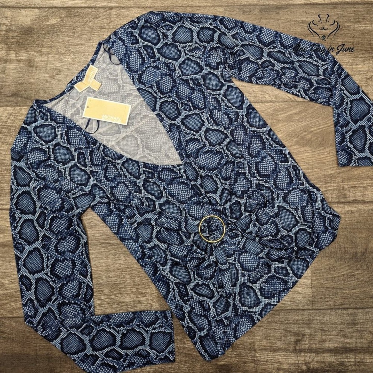 Michael Kors Long Sleeve Snake Print Top Size M