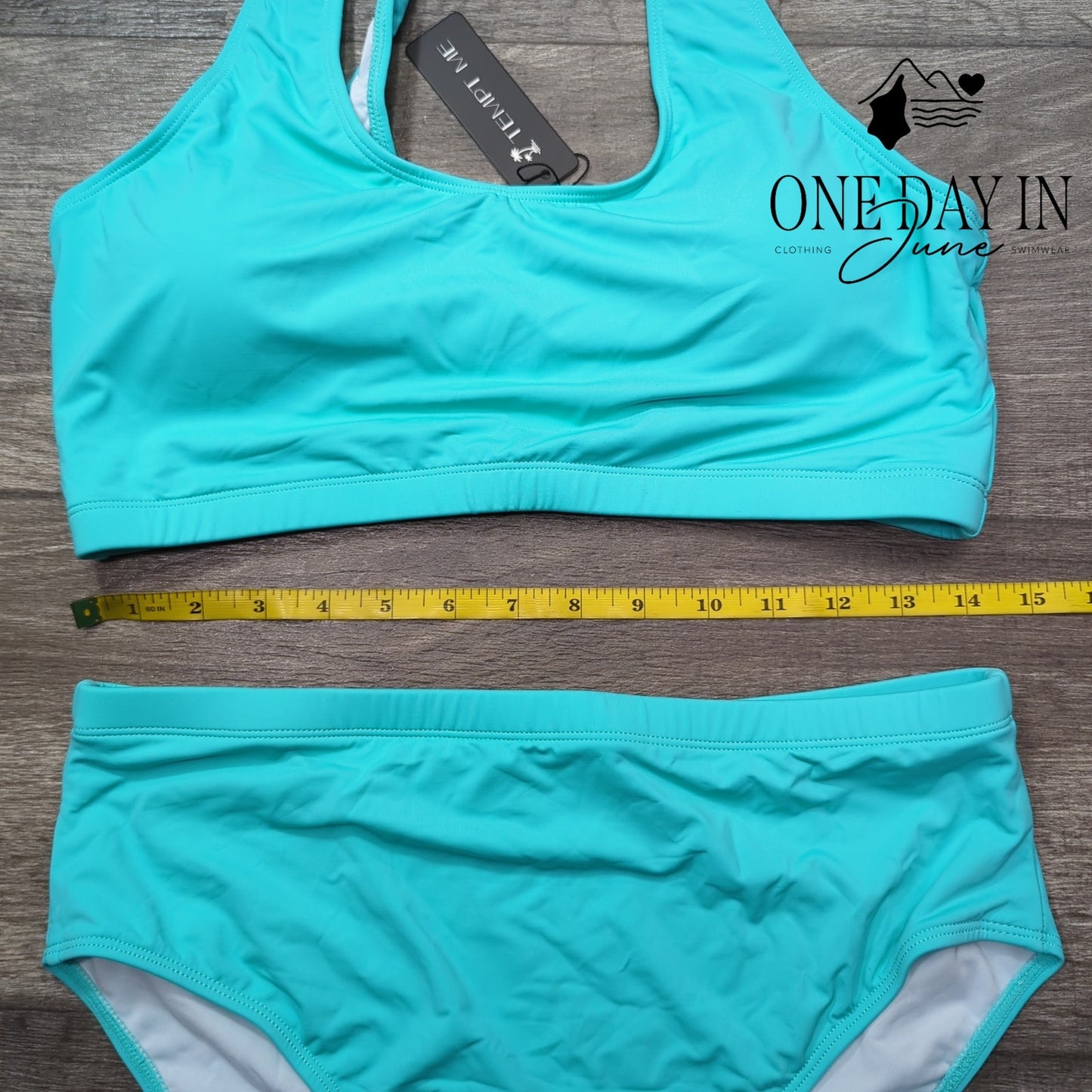 Tempt me High Waist Crop Bikini Swimsuit Size L