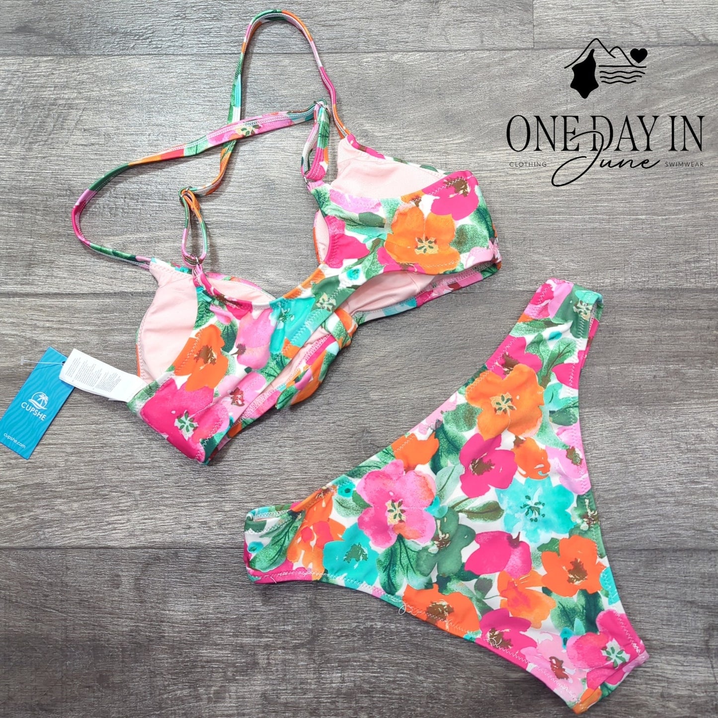 Cupshe Knot Front floral Bikini Swimsuit Size S