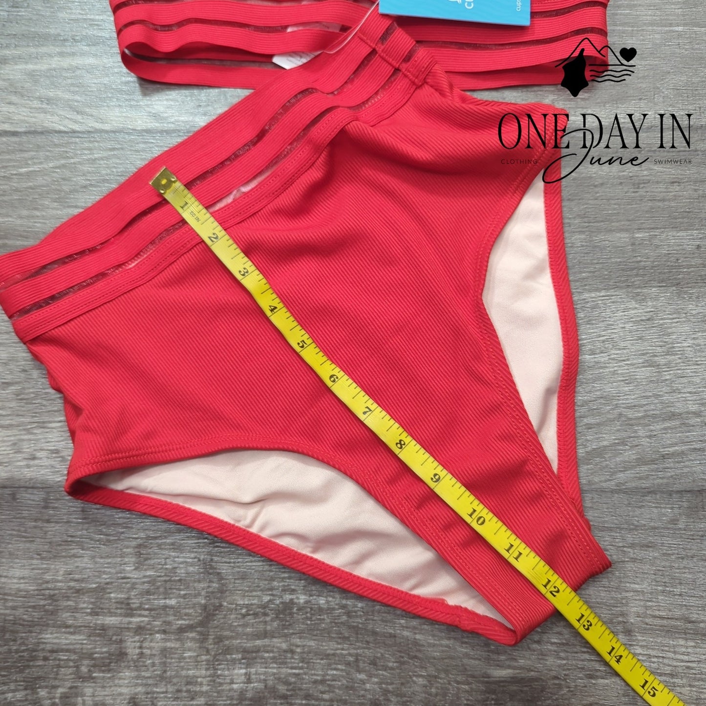 Cupshe Twist Front Ribbed High Waist Bikini Swimsuit Size S