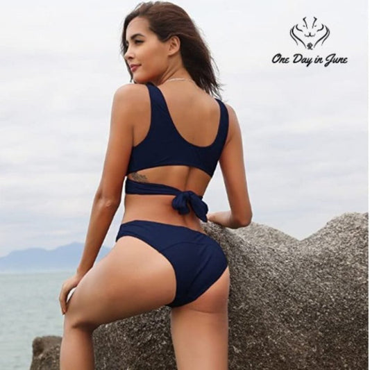 SHEKINI Criss Cross Push-up Bandage Cheeky Bikini Size L