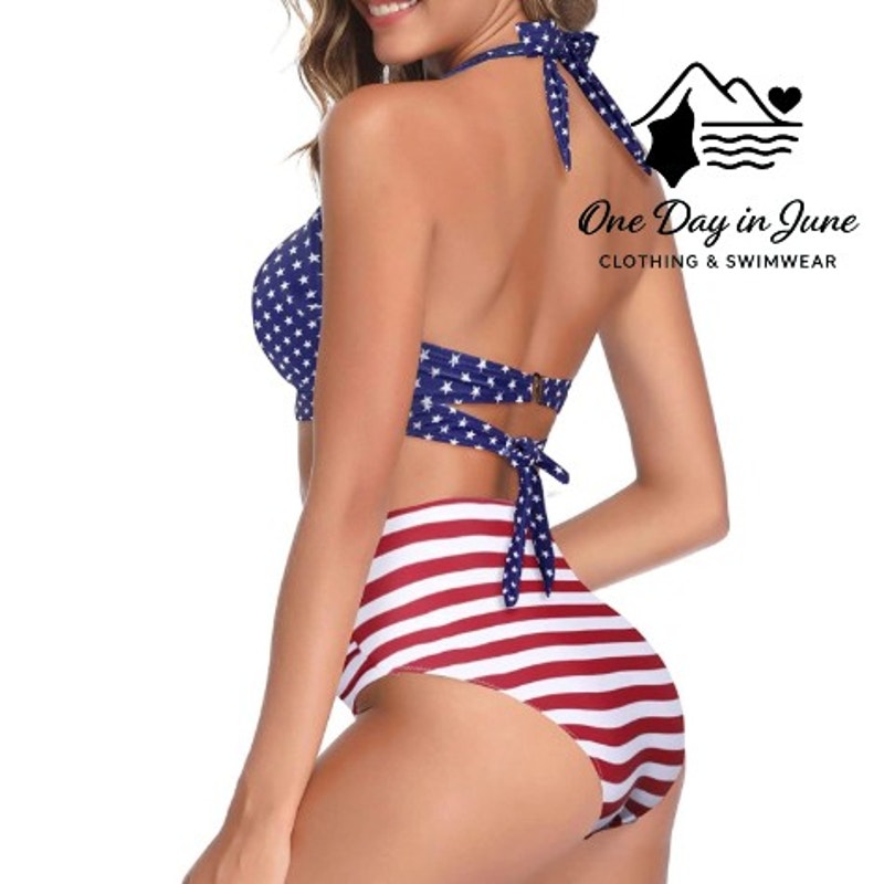 Tempt Me Cross Front Halter High Waist Bikini Swimsuit Size L