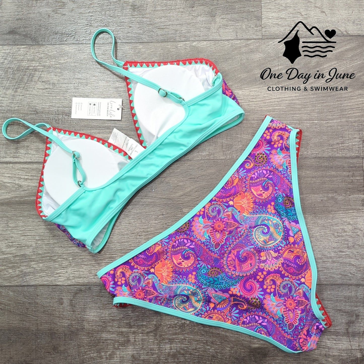 Cupshe Embroidered Edge Bikini Swimsuit Size L