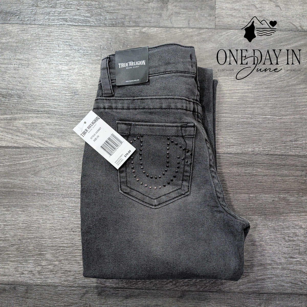 True Religion Ricky Relaxed Straight Jeans Gray Wash NWT Women's Size 10
