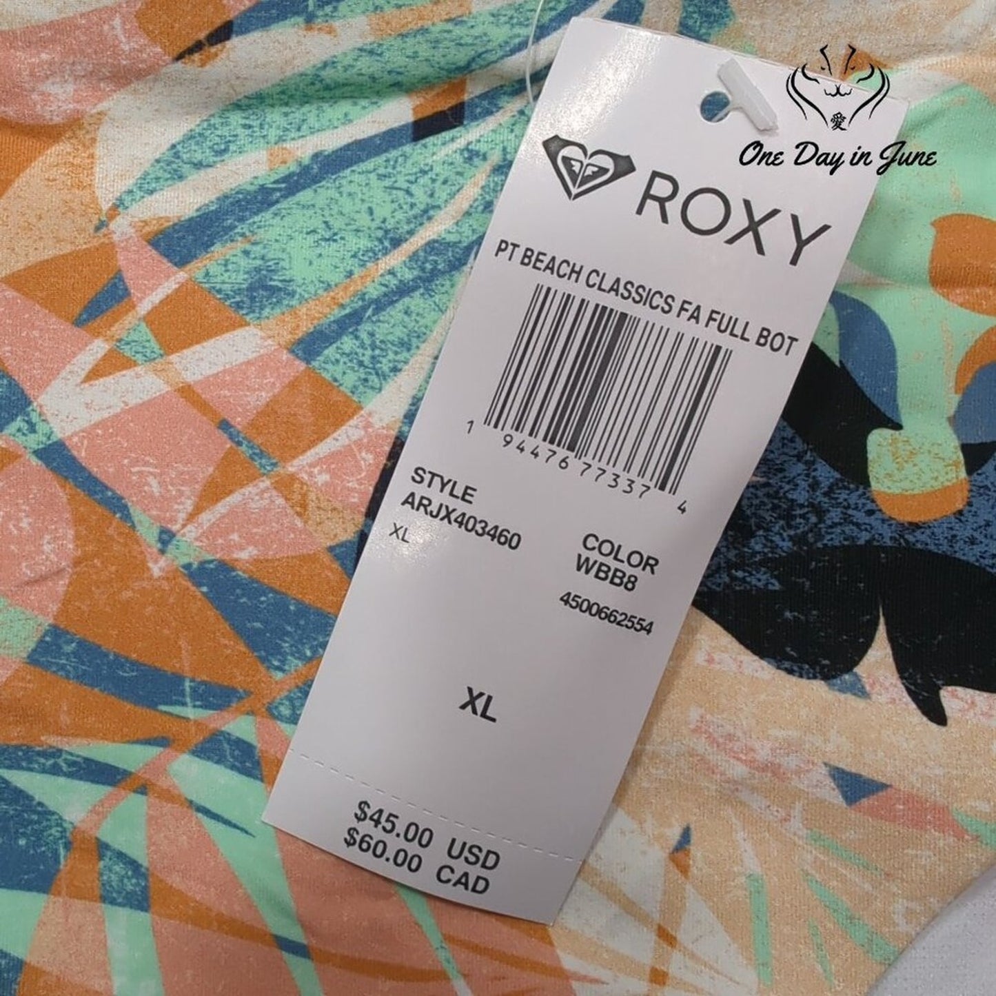 Roxy Beach Classics Full Coverage Bikini Bottom Size XL