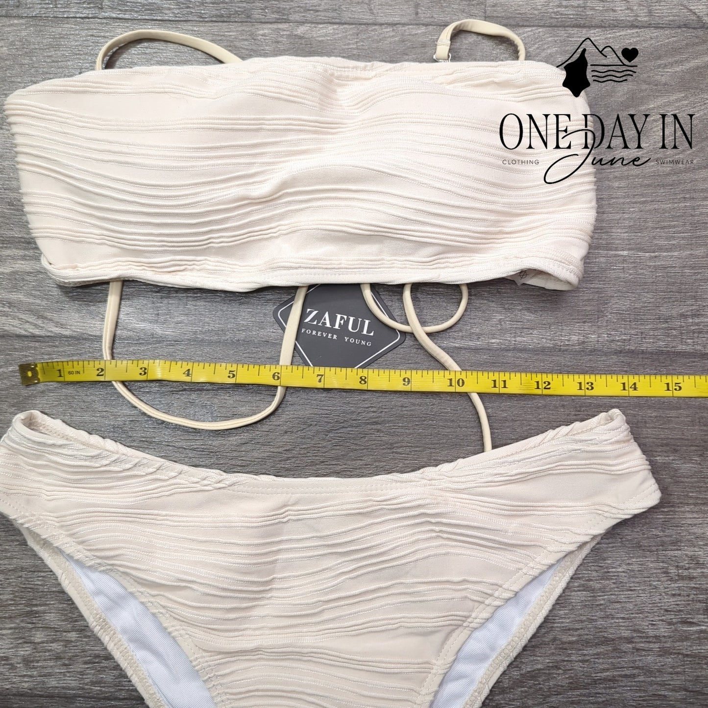 Zaful Textured Bandeau Bikini Swimsuit Size M