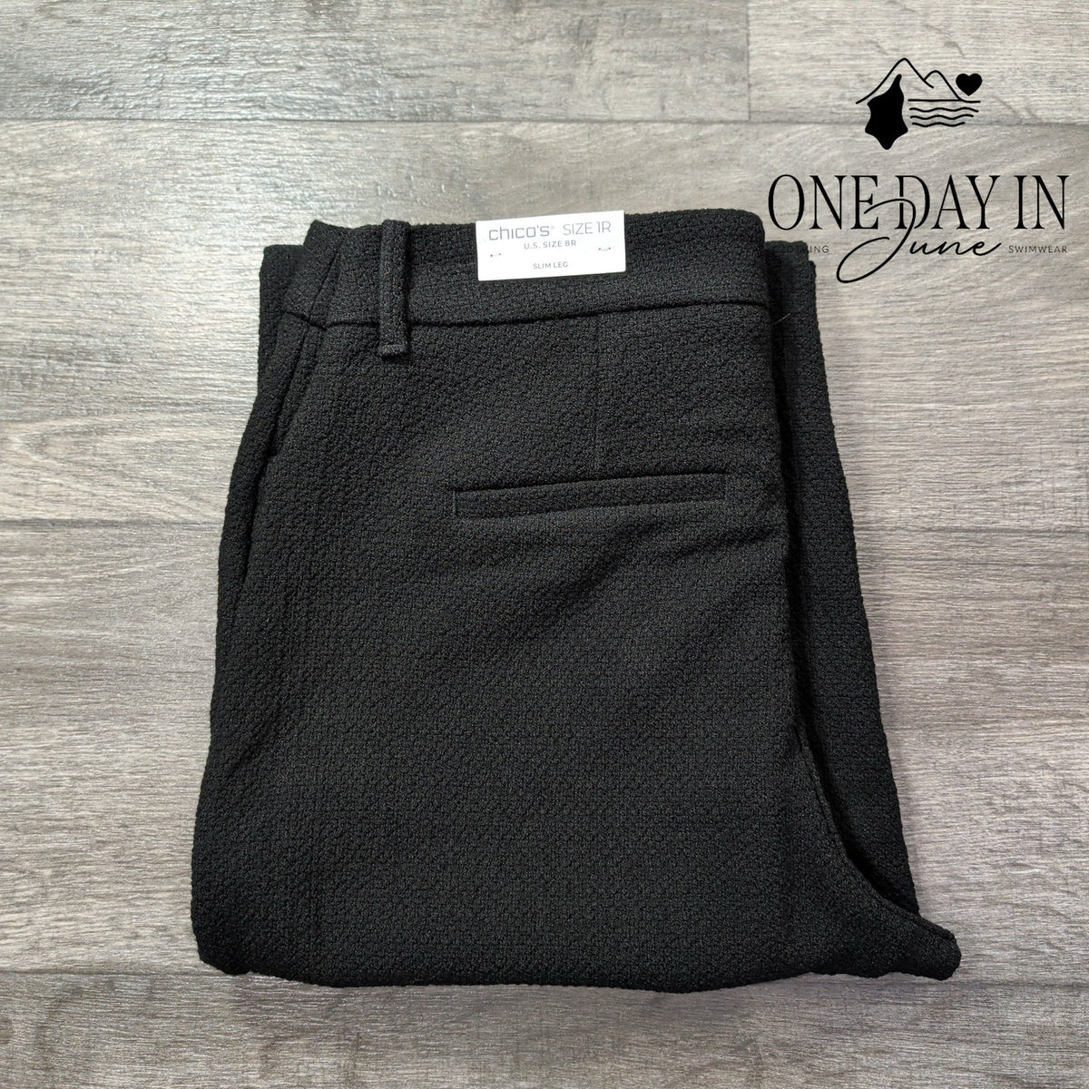 Chico's Textured Slim Leg Pull On Pants Black Size Chico's 1 (8)