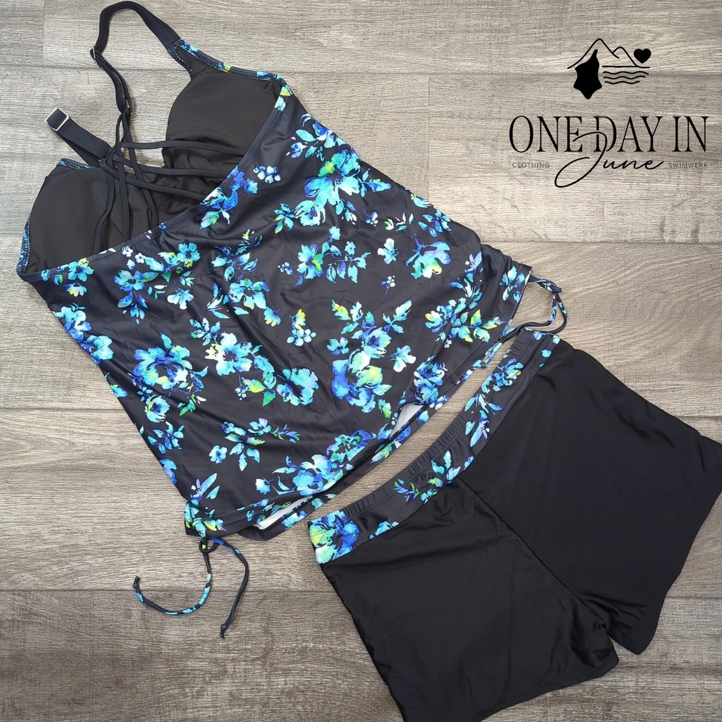 Tempt Me Strappy Back Boy Short Tankini Swimsuit Size L