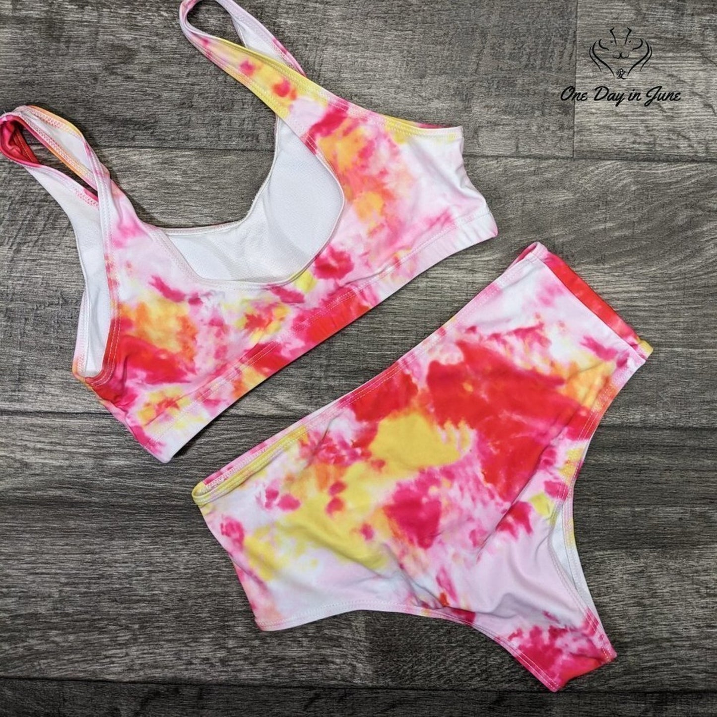 Besportable Crop Top High Waist Bikini Swimsuit Size S