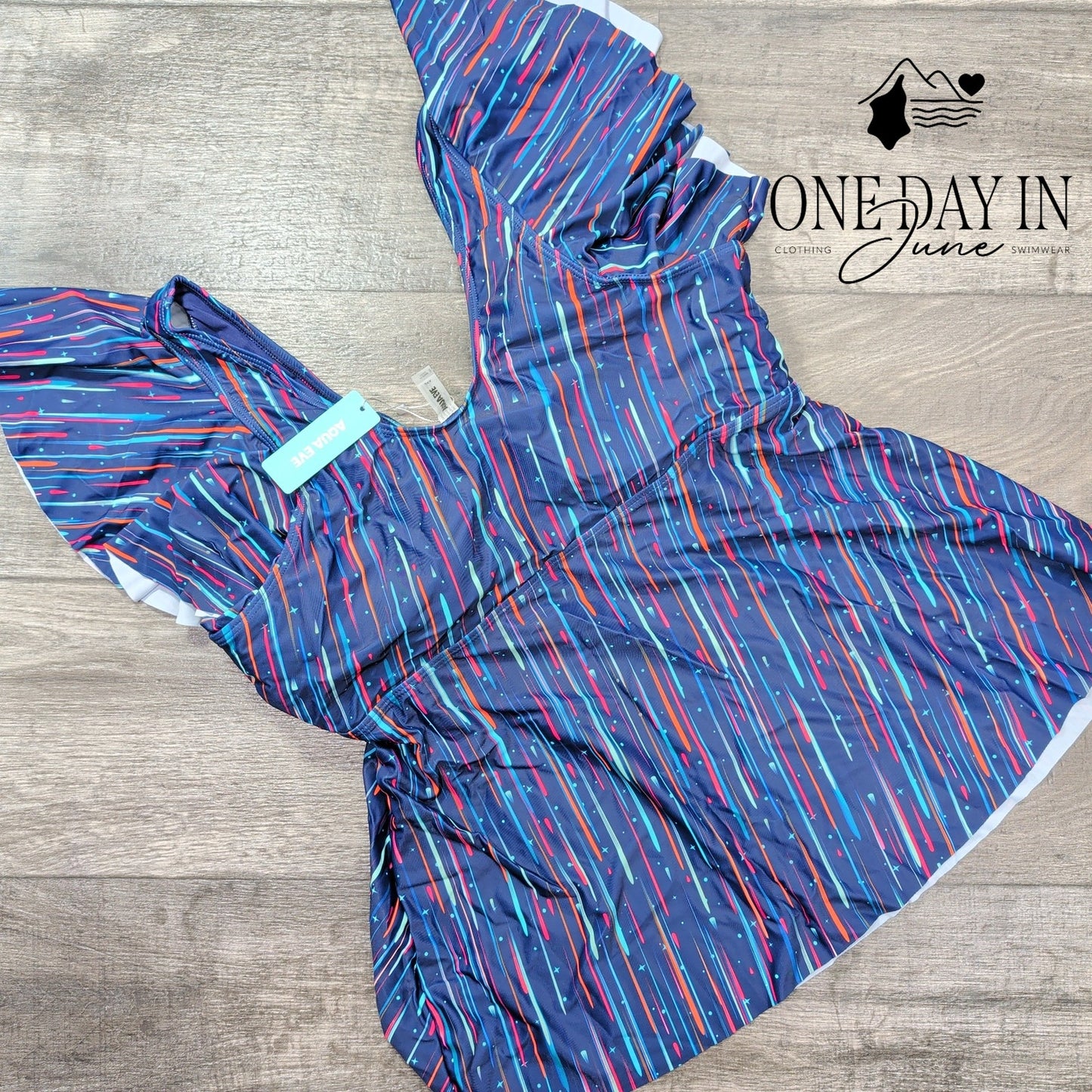 Aqua Eve Ruffle Shoulder Twist Front Tankini Top Size XXL