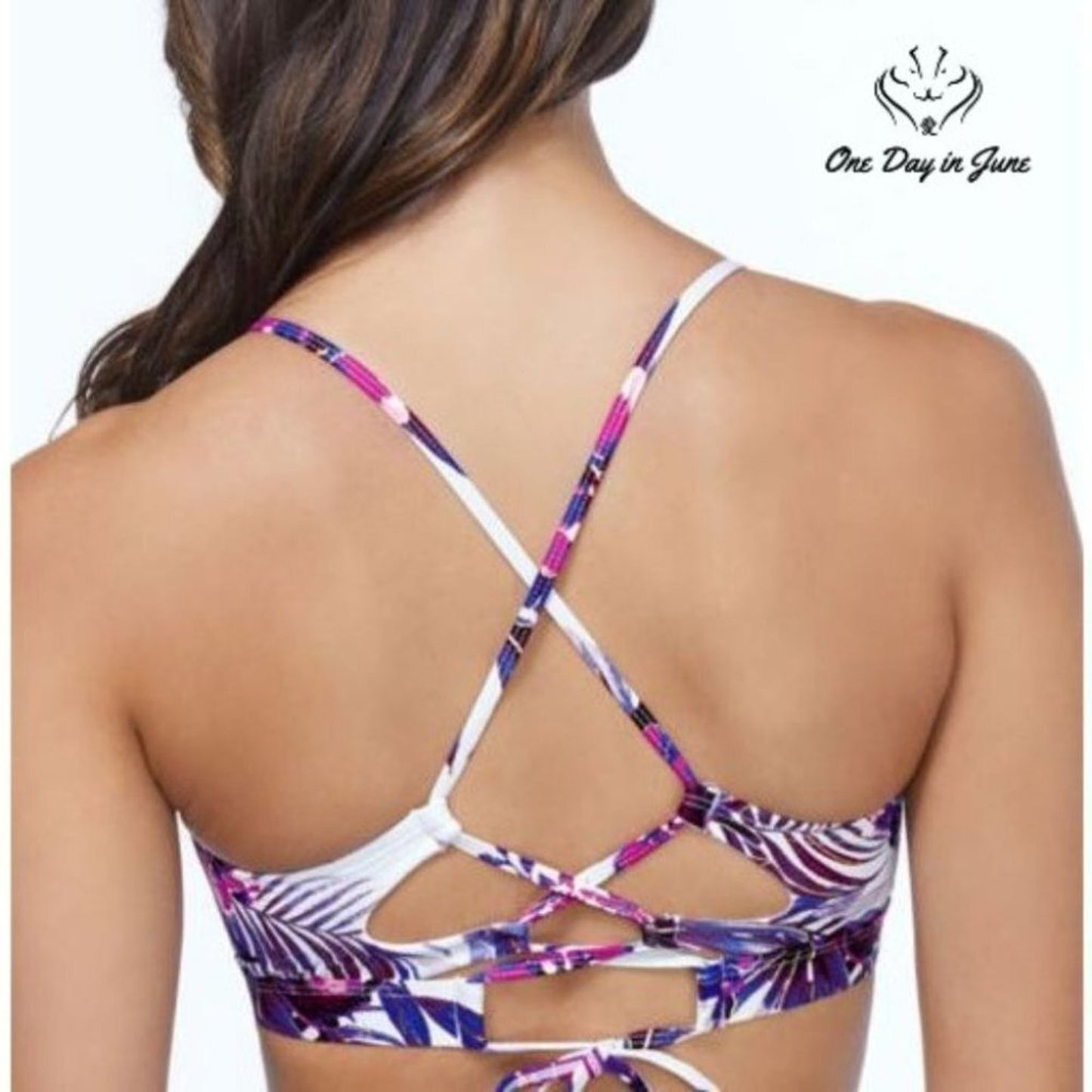 Ambrielle Floral High Neck Bikini Top Size XXL