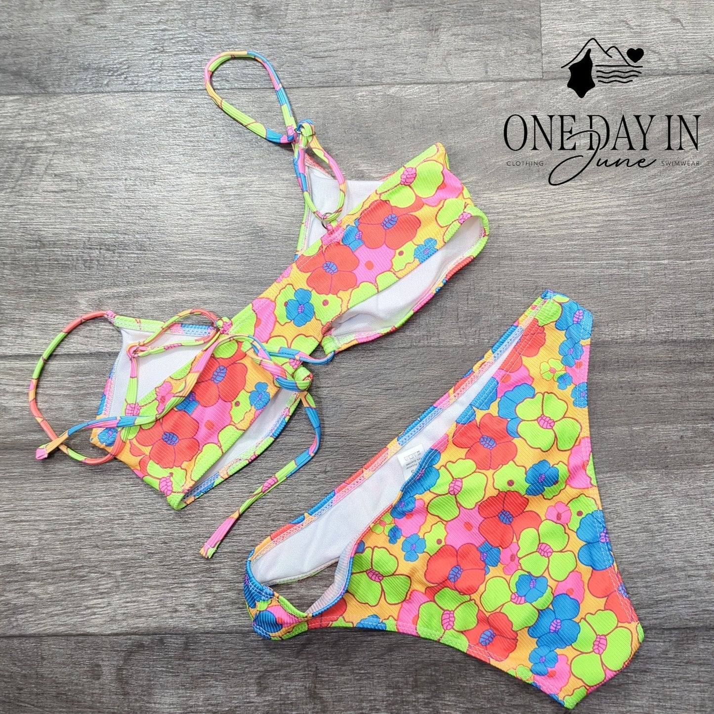 CharmLeaks Ribbed Floral Bikini Swimsuit Size XS