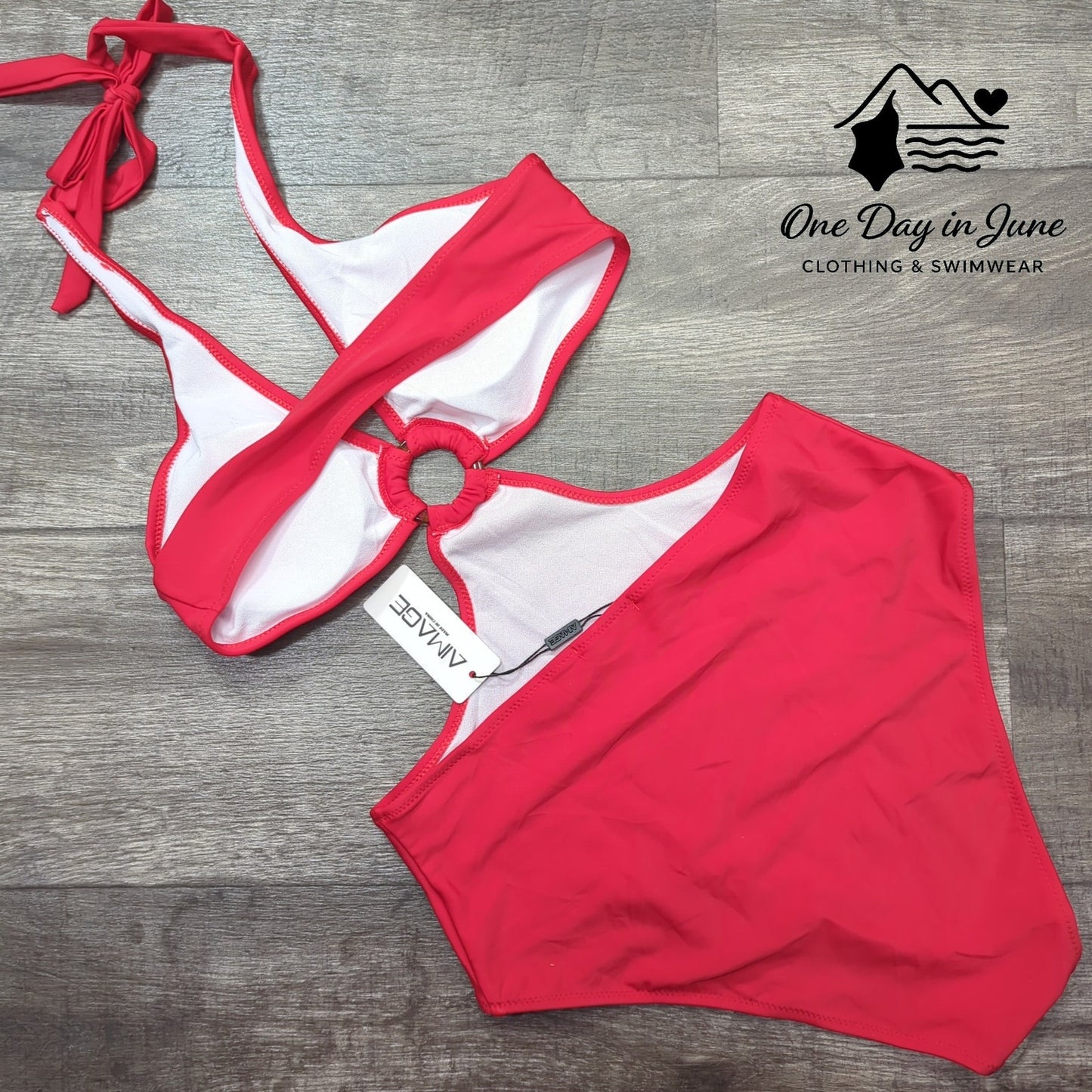 AImage Halter Cutout Ring One Piece Swimsuit Size M