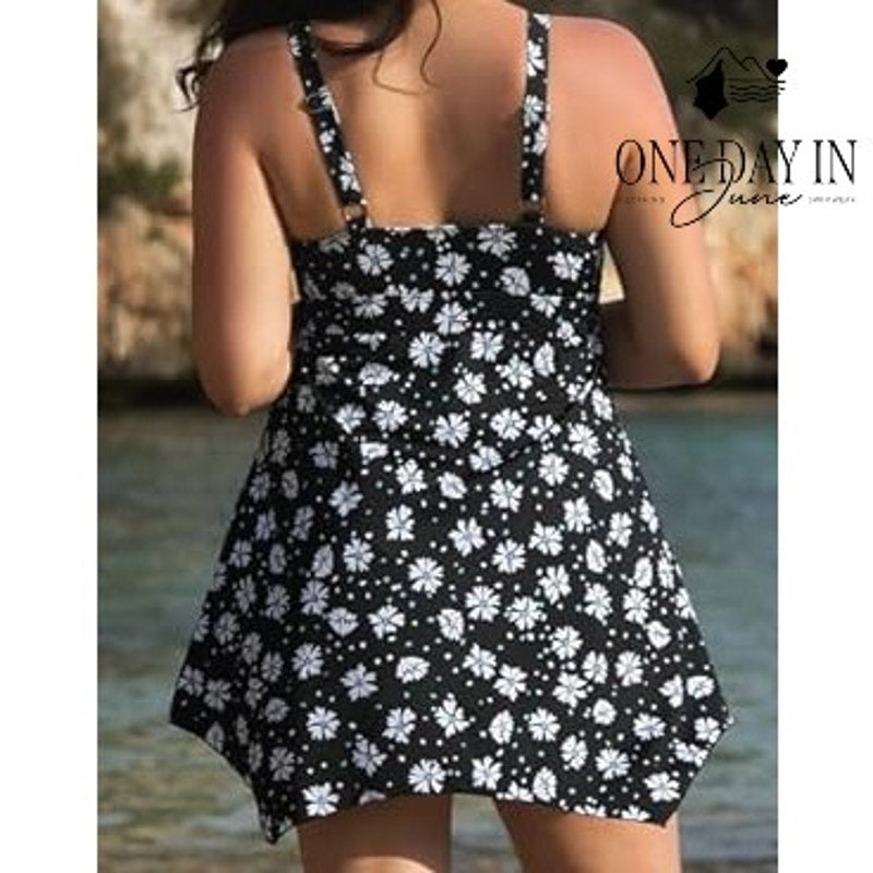 Septangle Floral Swimdress One Piece Swimsuit Size 12
