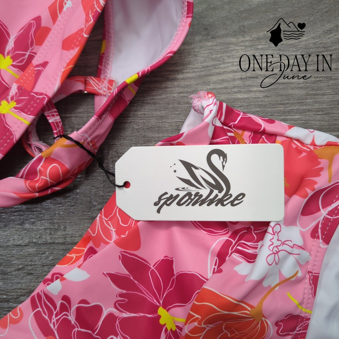 Sporlike Ruffle Shoulder Bikini Swimsuit Size L