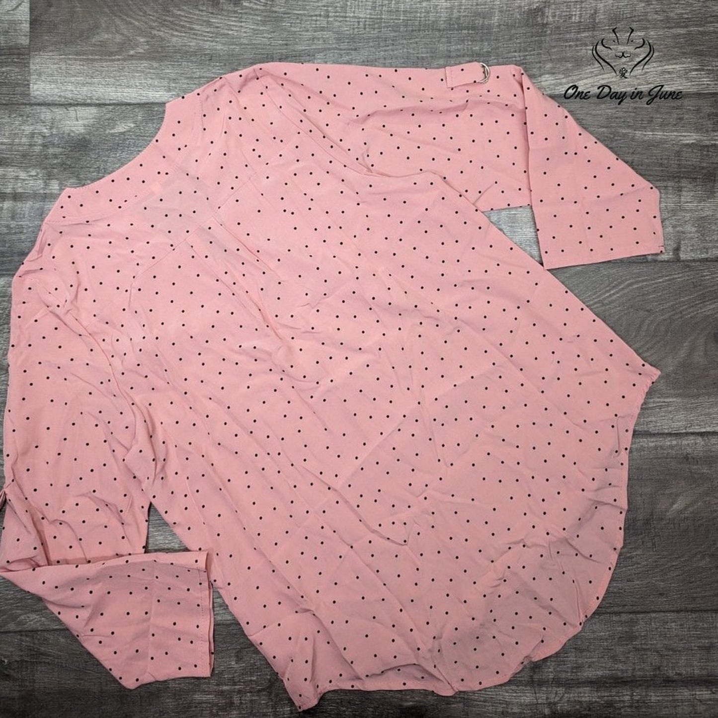 Floerns Polka Dot V Neck Long Sleeve Top Size M