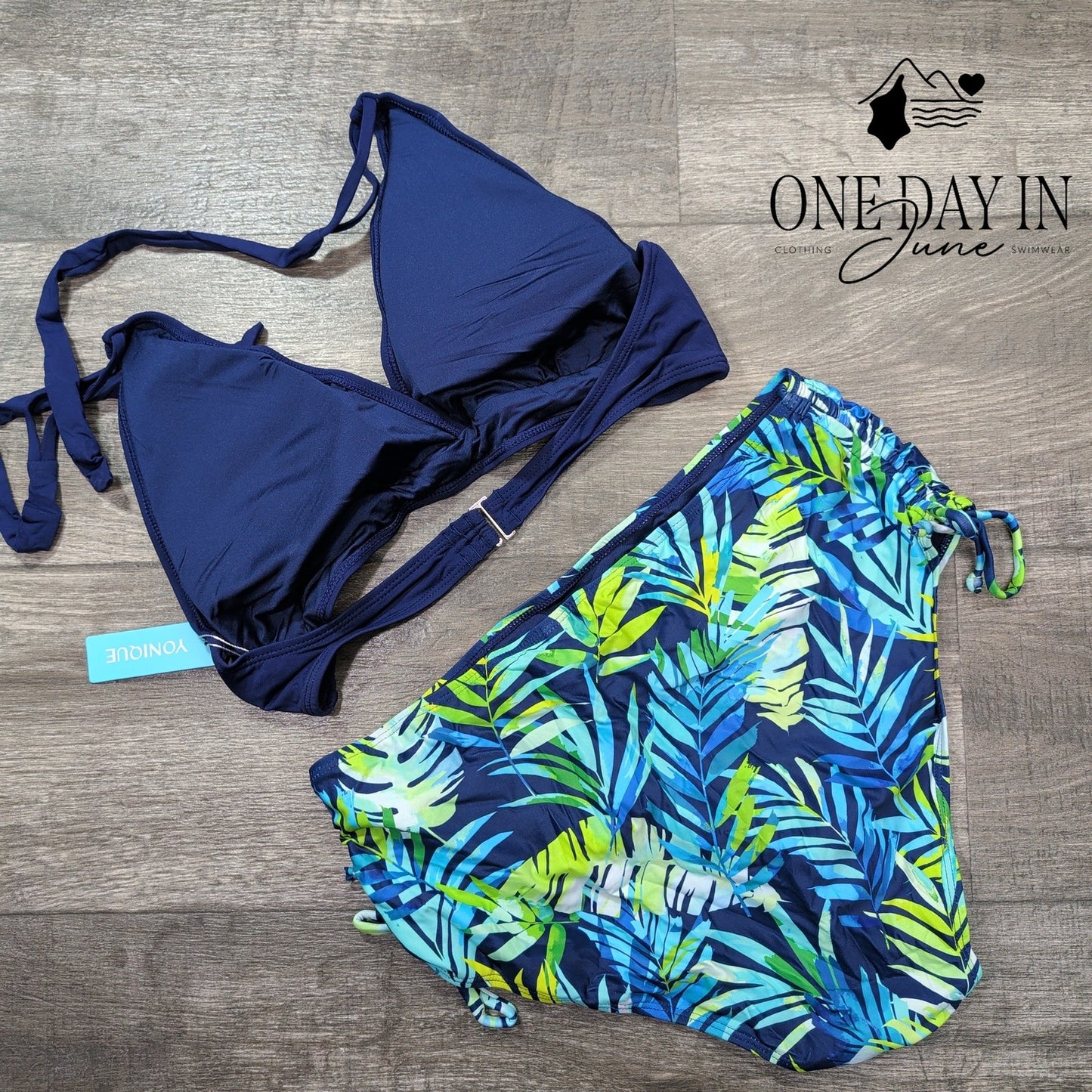 Yonique High Waist Halter Bikini Swimsuit Size L