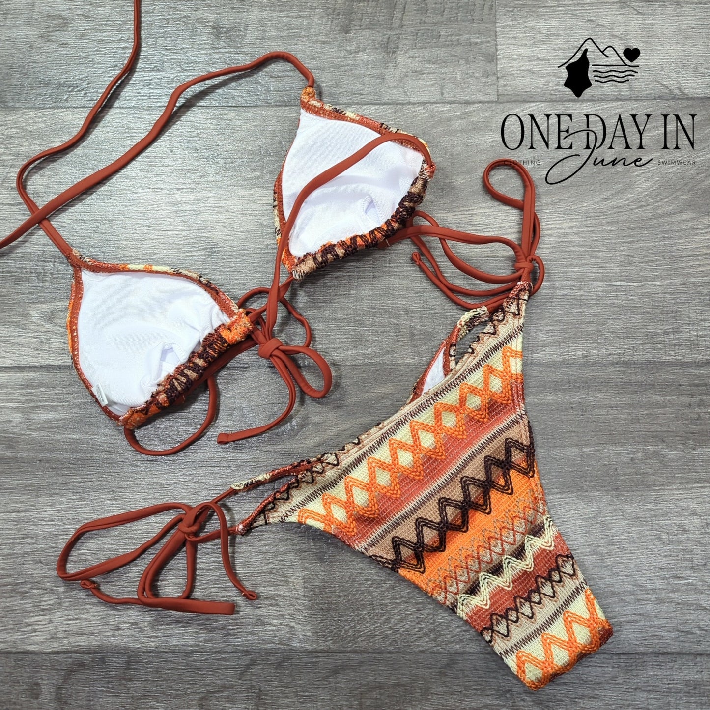 Charmo Adjustable Triangle Tie Side Bikini Swimsuit Size M Top S Bottom