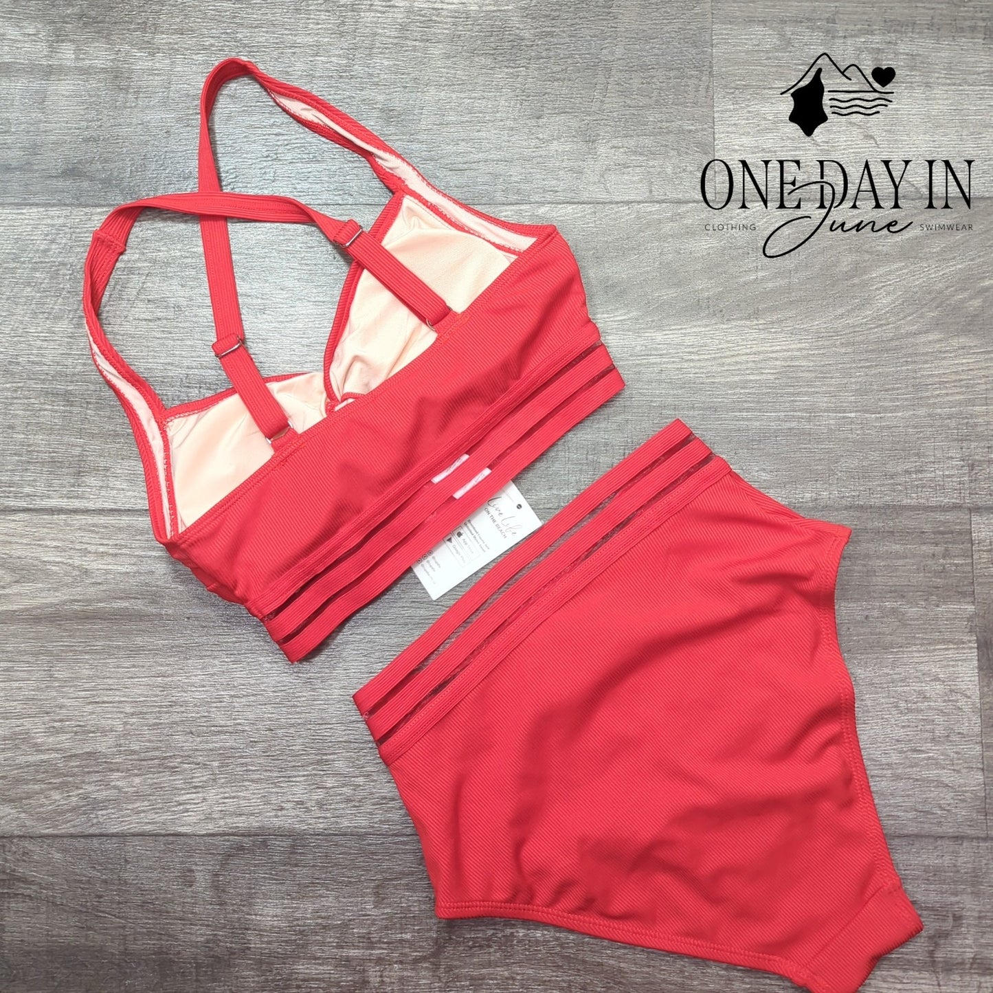 Cupshe Twist Front Ribbed High Waist Bikini Swimsuit Size S