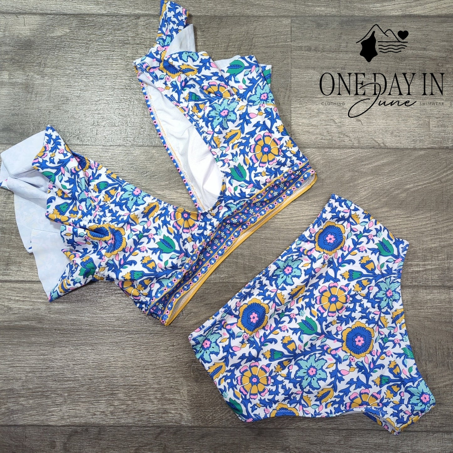 Soucrat Ruffle Shoulder Bikini Swimsuit Size S