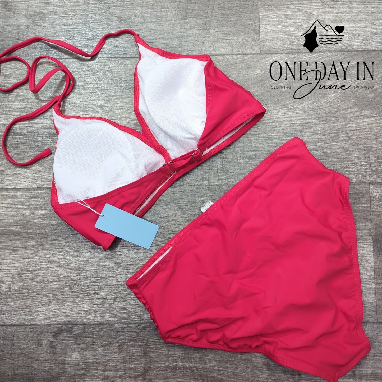 Yonique Twist Front High Waist Bikini Swimsuit Size M