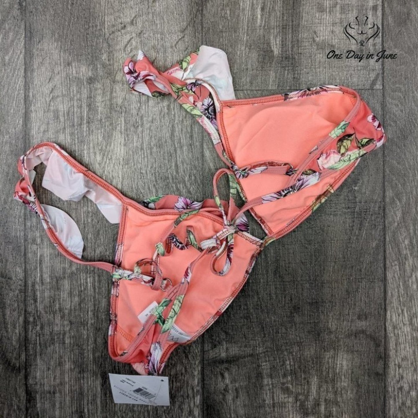 Vicious Young Babes Ruffle Bikini Top Swimsuit Size L