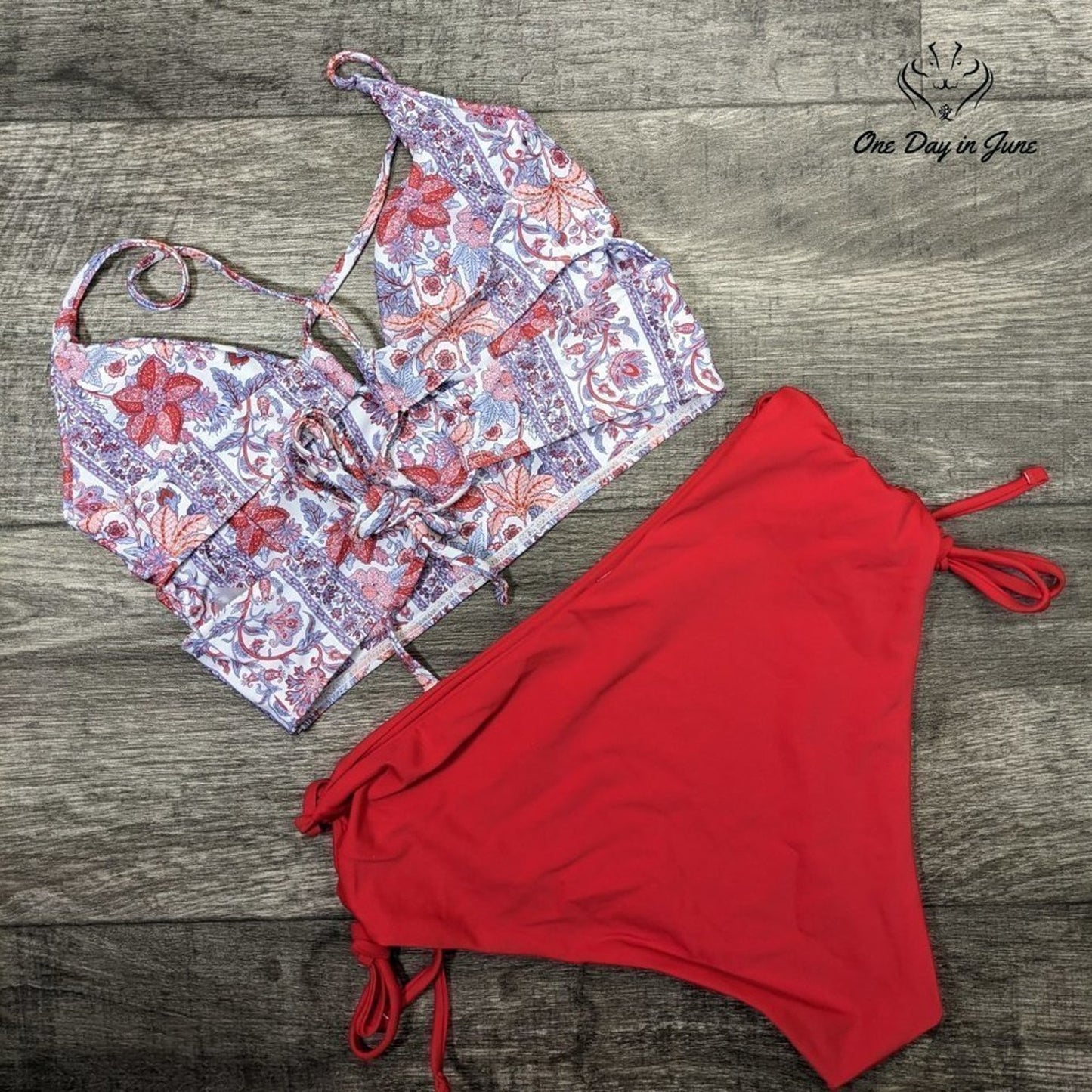 Charmleaks Lace Up Side Tie Back Bikini Swimsuit Size M