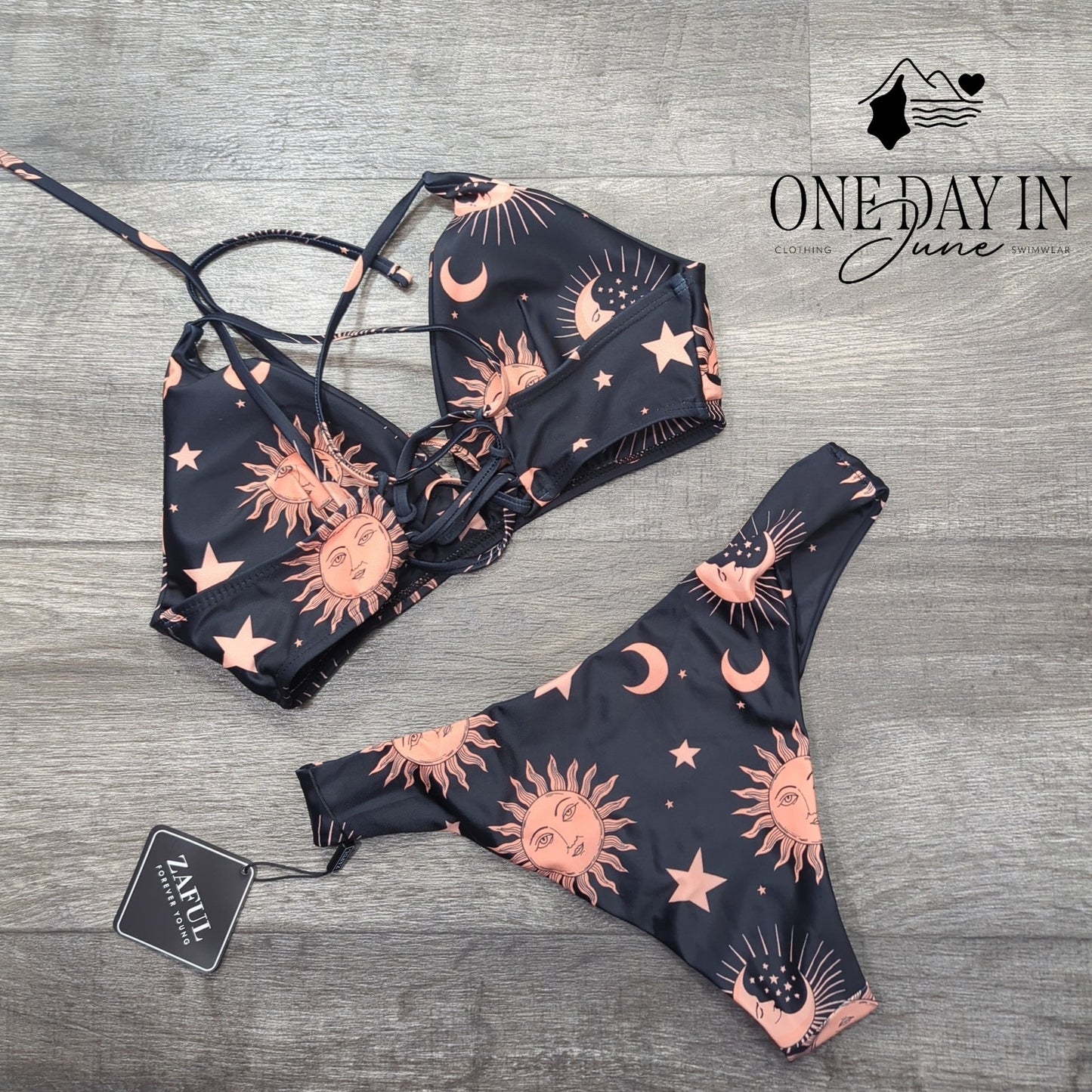 Zaful Lace Up Back Bikini Swimsuit Size S