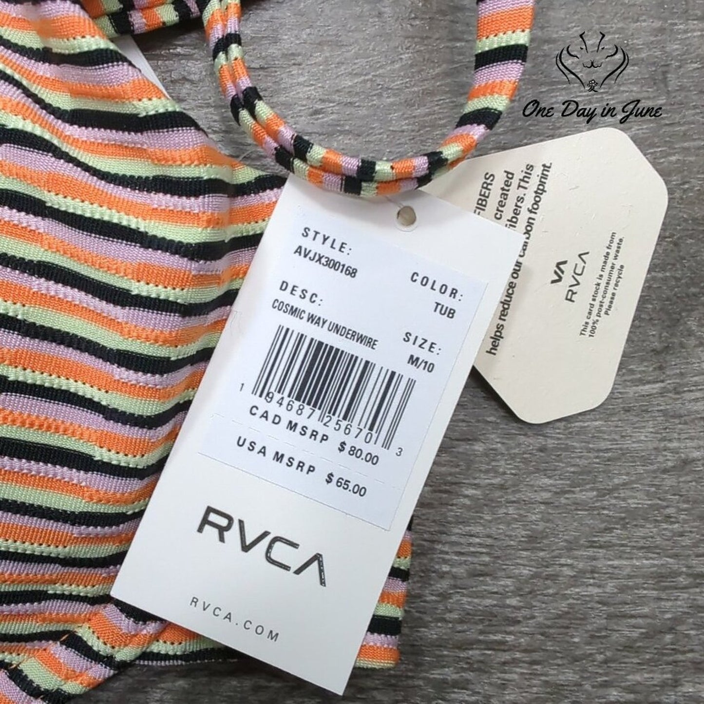 RVCA Cosmic Way Underwire Bikini Top Size M