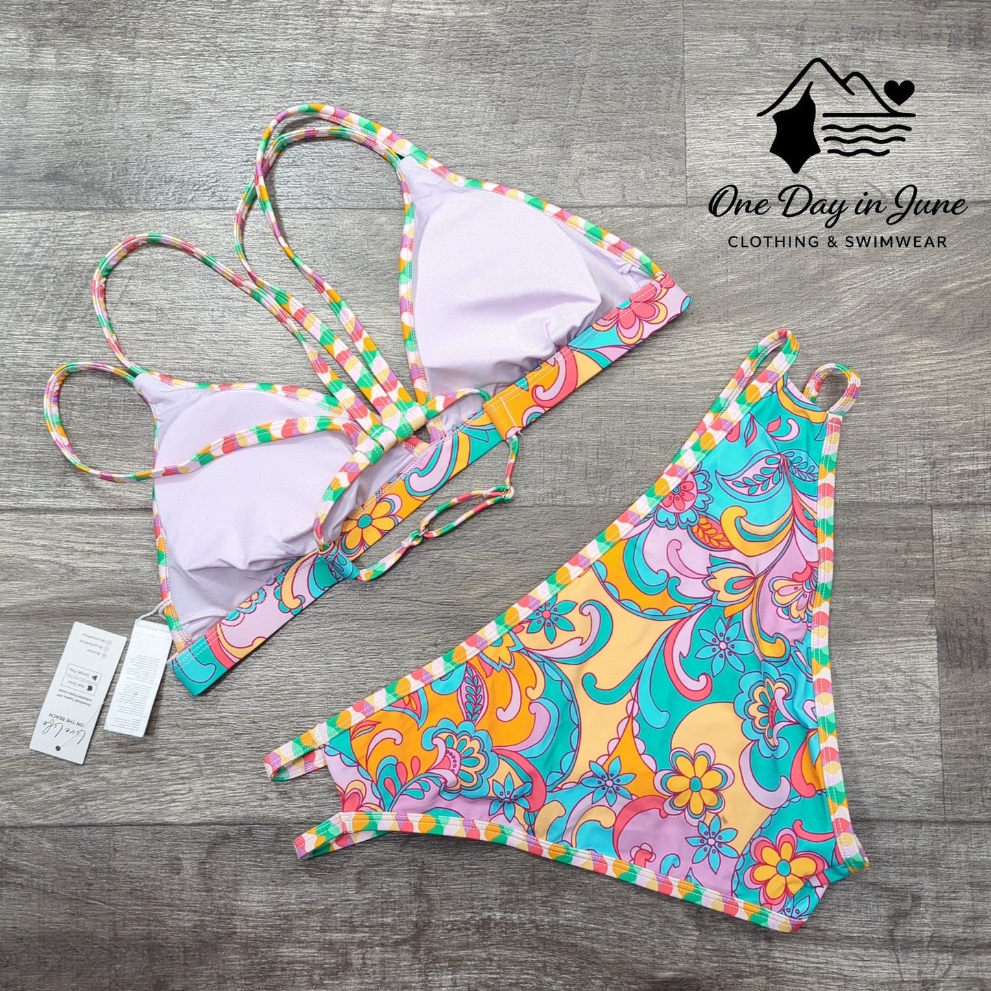 Cupshe Strappy Floral Bikini Swimsuit Size XL