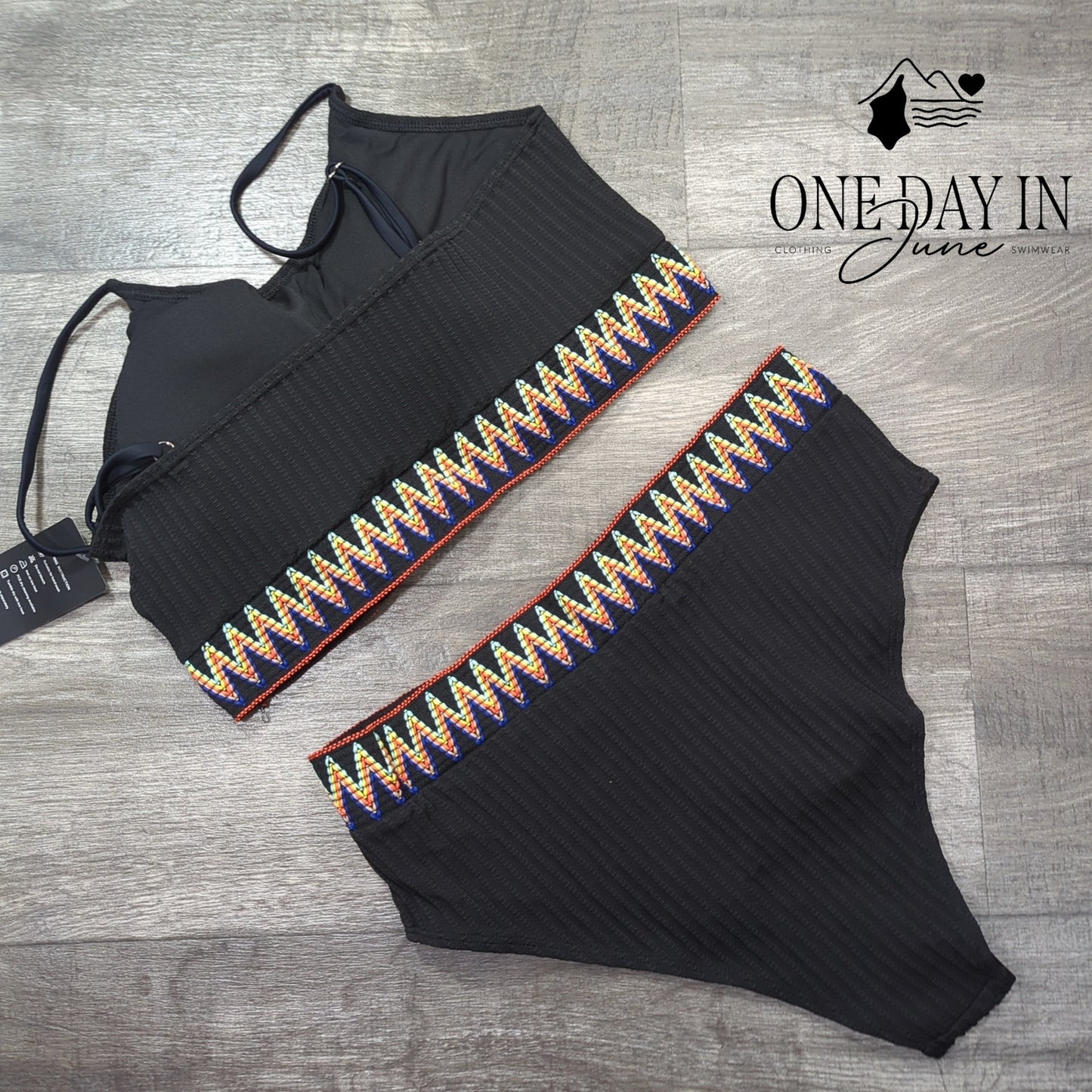 Zuobango Textured High Waist Crop Bikini Size 2XL