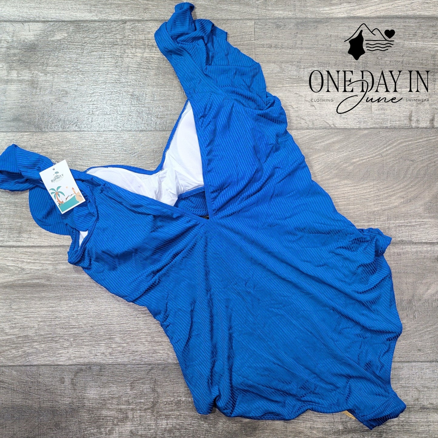 B2Prity Ribbed Cut Out Cross Front One Piece Swimsuit Size 2XL
