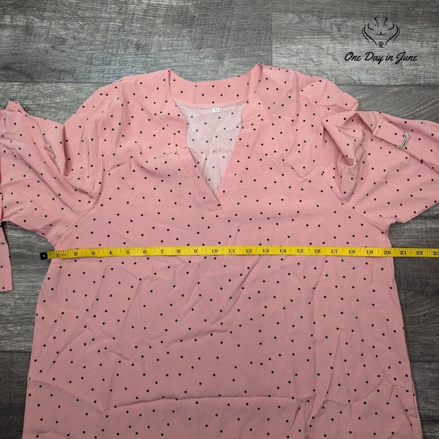 Floerns Polka Dot V Neck Long Sleeve Top Size M