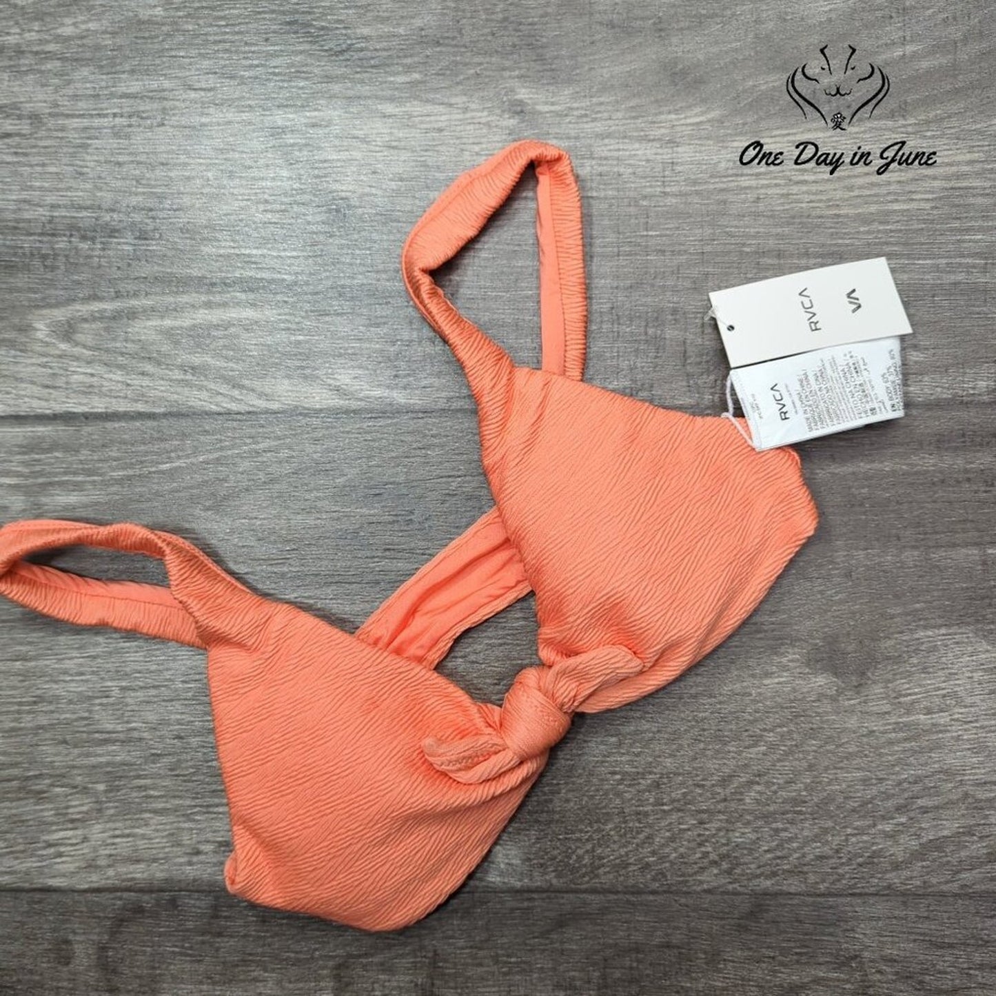 RVCA The Jolla Tie Front Bikini Top Size XS