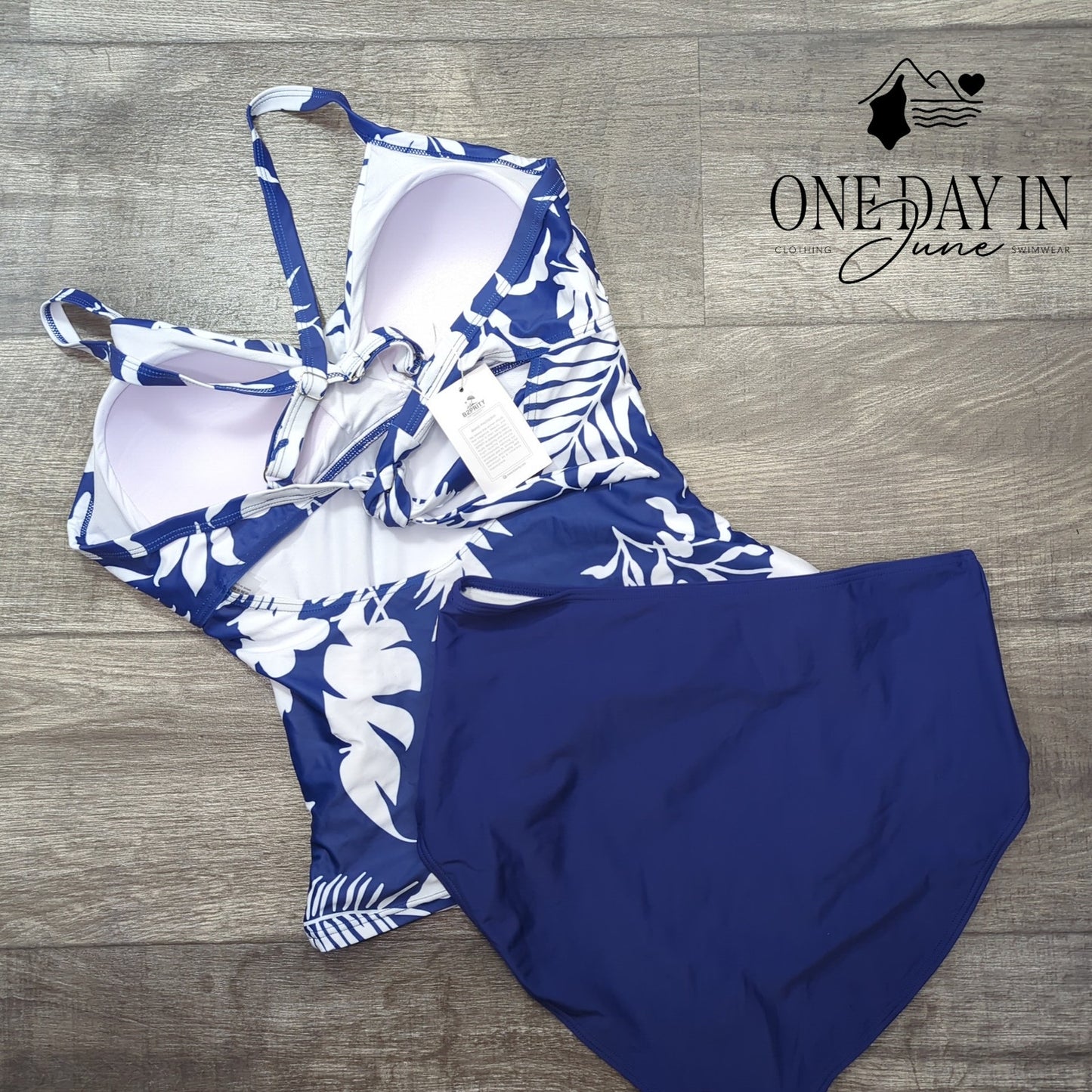 B2Prity Twist Front high Waist Tankini Swimsuit Size L