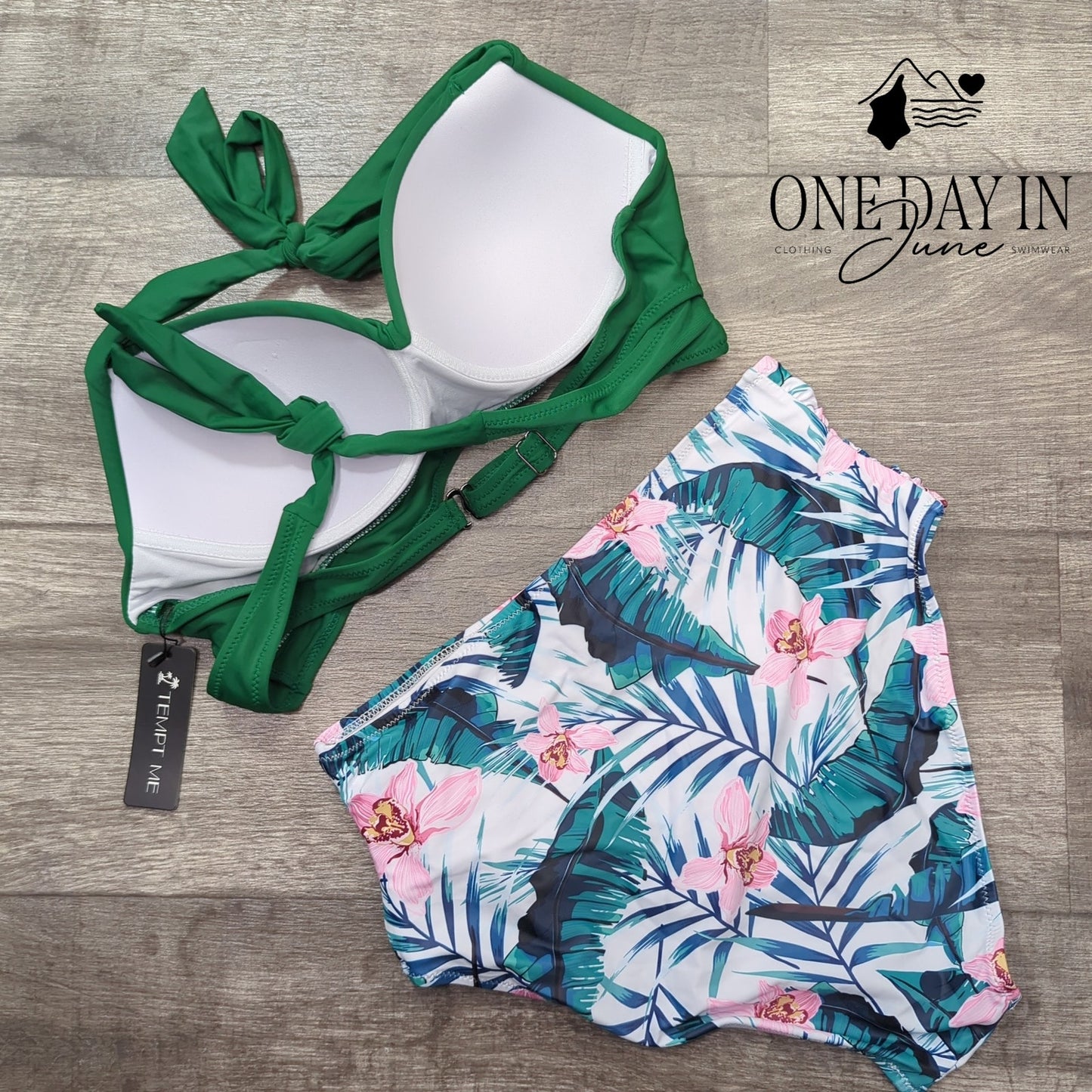 Tempt Me High Waist Molded Cup Bikini Swimsuit Size L