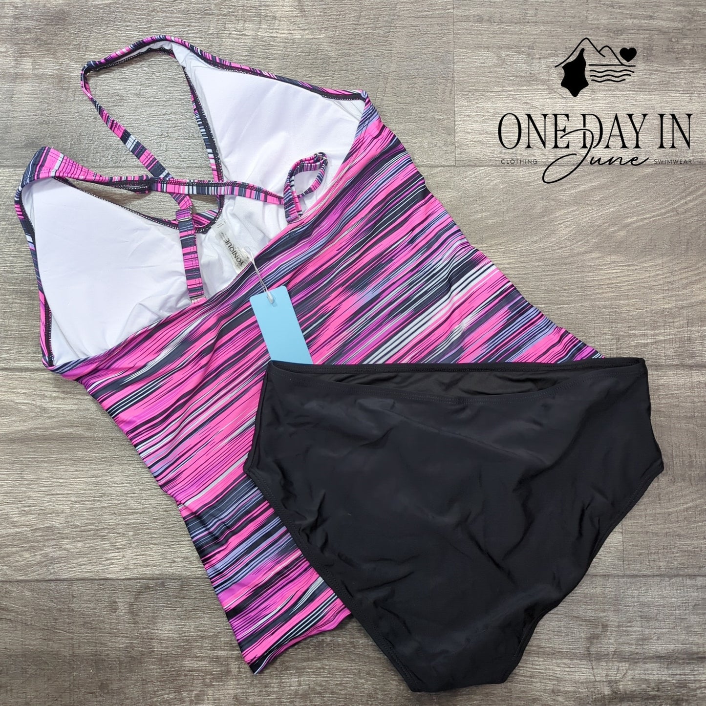 Yonique Twist Front Tankini Swimsuit Size L