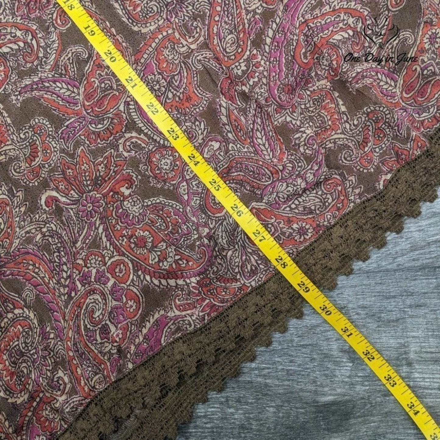Style & Co Aged Paisley Boho Midi Skirt Size 12