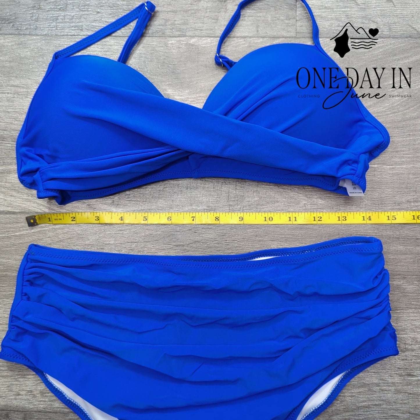 CharmLeaks Cross Front Molded Cup High Waist Bikini Swimsuit Size L